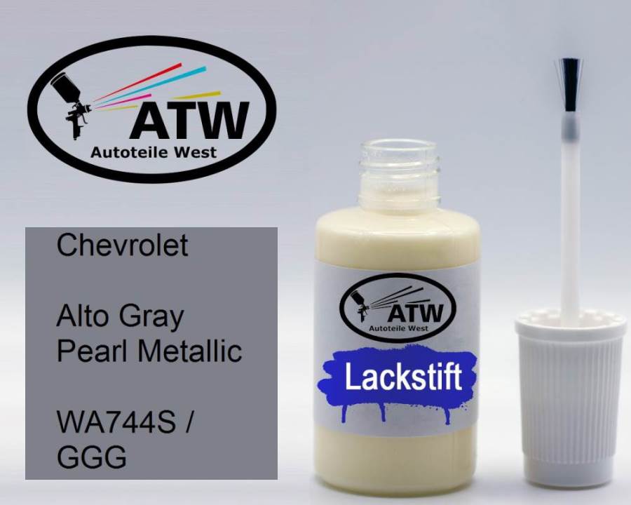 Chevrolet, Alto Gray Pearl Metallic, WA744S / GGG: 20ml Lackstift, von ATW Autoteile West.